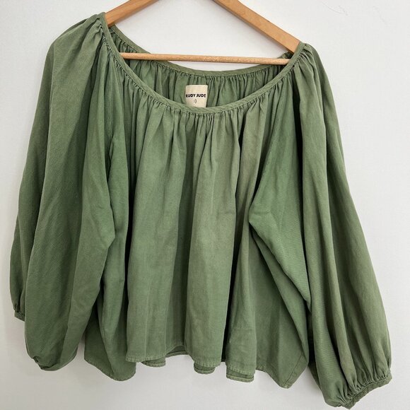 EUC Rudy Jude gather blouse in green bean, size small - Picture 1 of 6